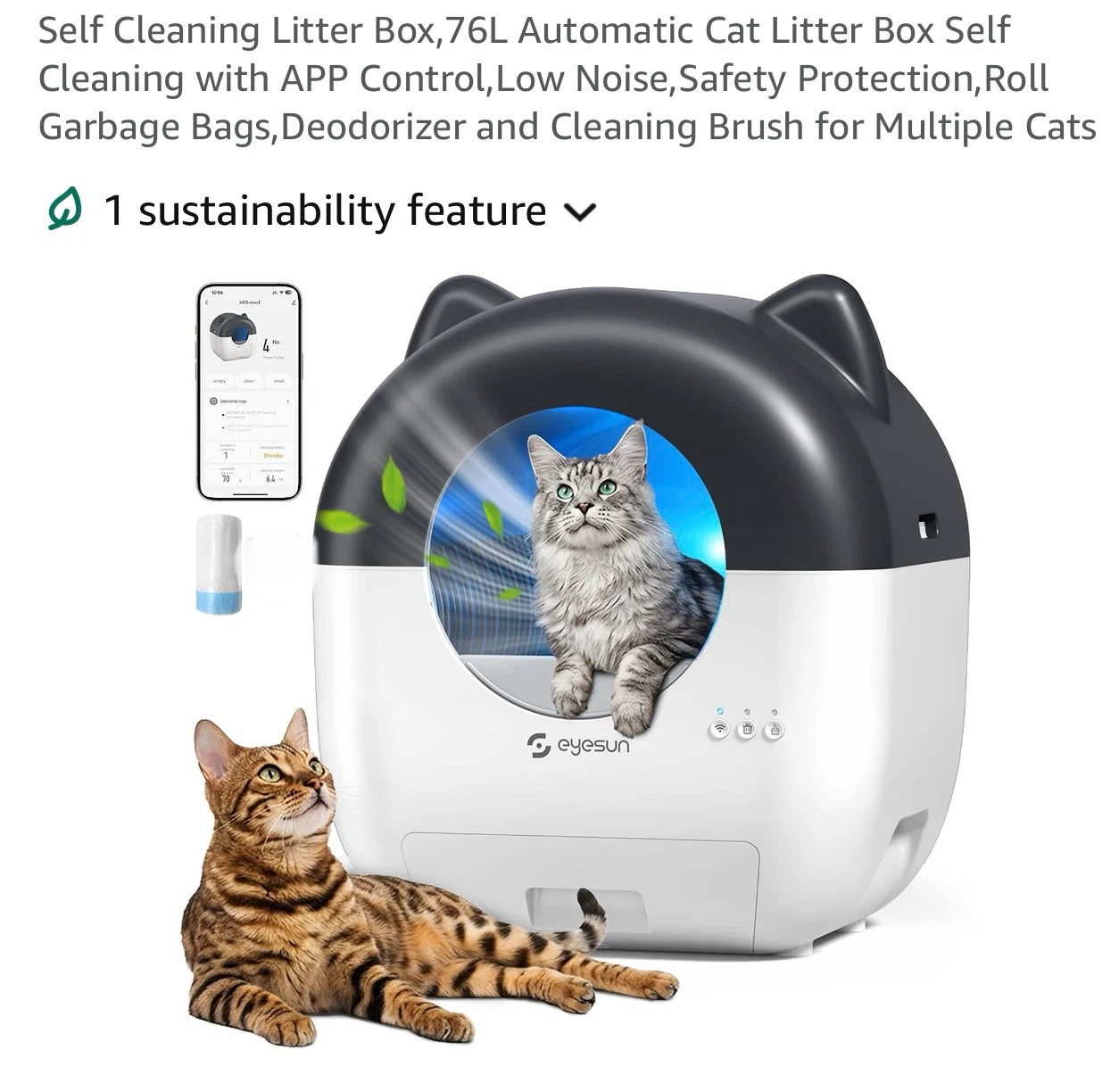 Eyesun Automatic Self-Cleaning Litter Box 76L