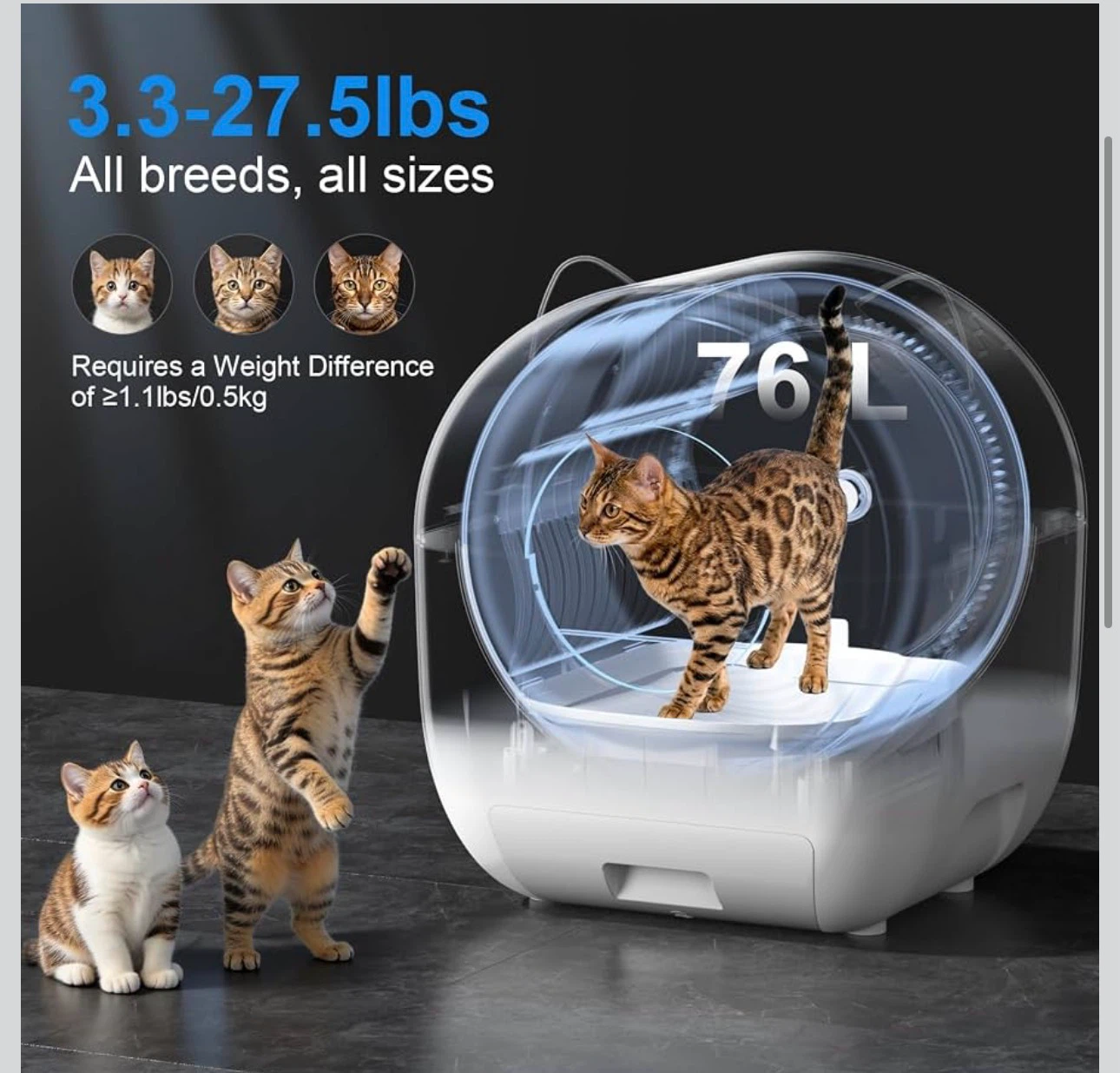 Eyesun Automatic Self-Cleaning Litter Box 76L - photo 3