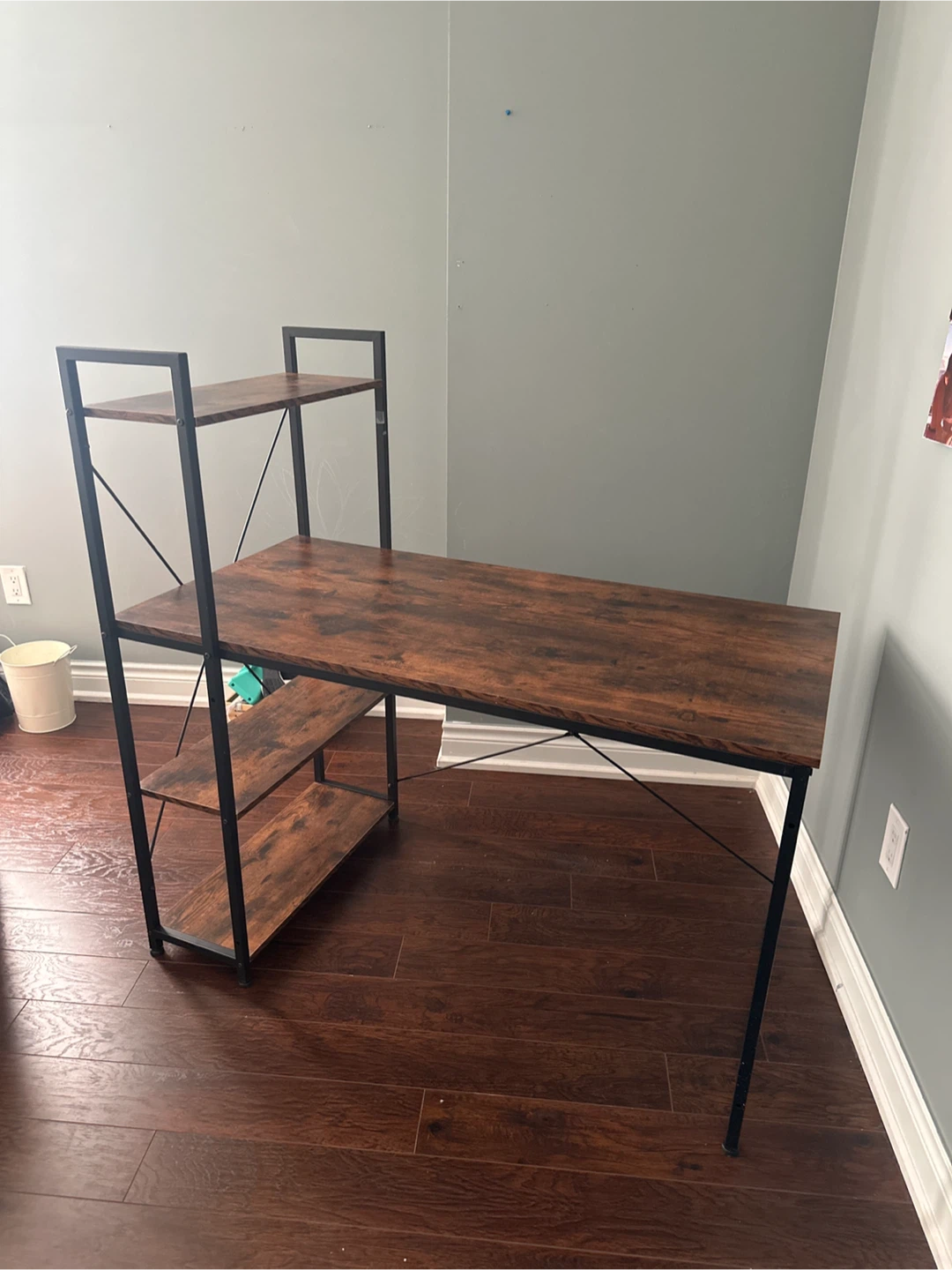 Wood Grain Desk with Shelving