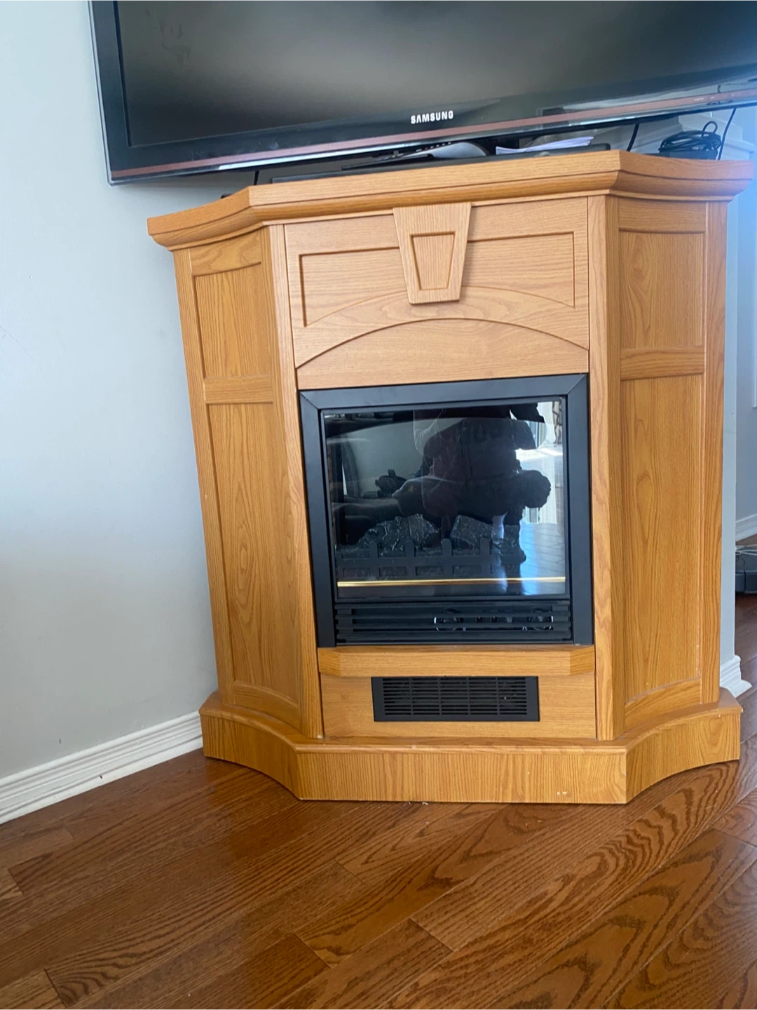 Oak Corner Electric Fireplace Unit