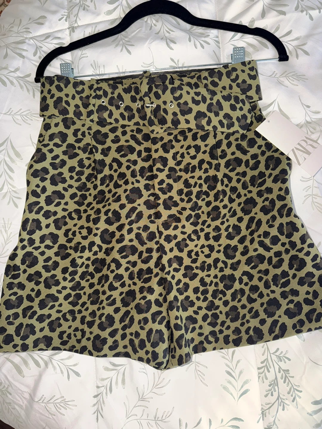 ZARA Leopard Print Belted Shorts