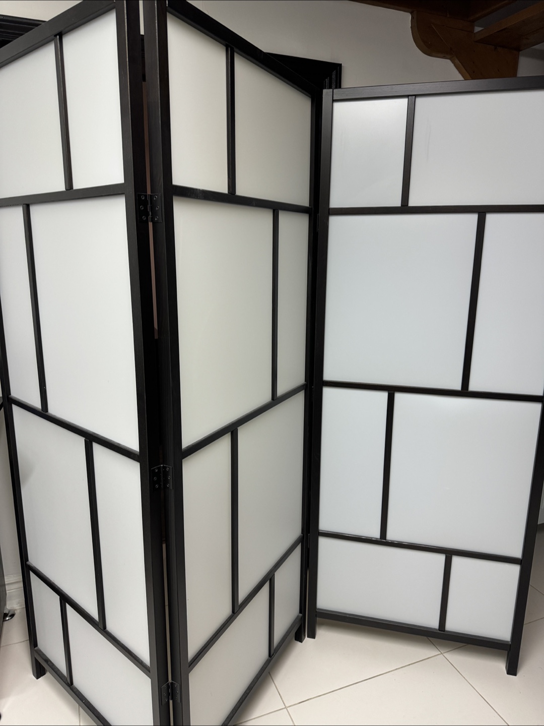 Room Divider - Black Frame, White Panels