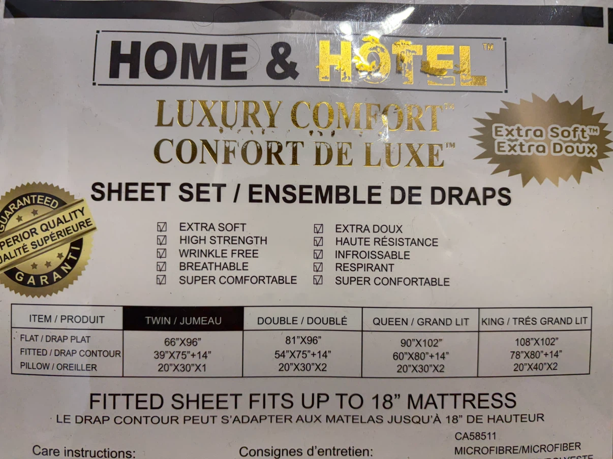 Home & Hotel Twin Sheet Set - Platinum Microfiber - photo 3