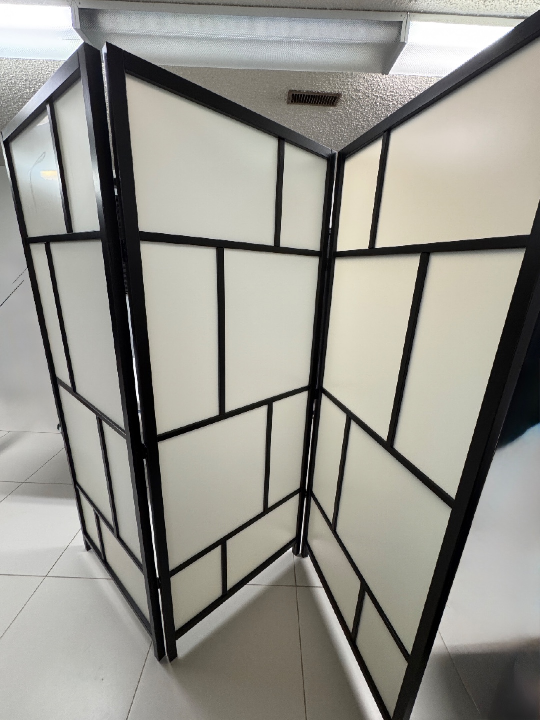 Room Divider - Black Frame, White Panels - photo 2