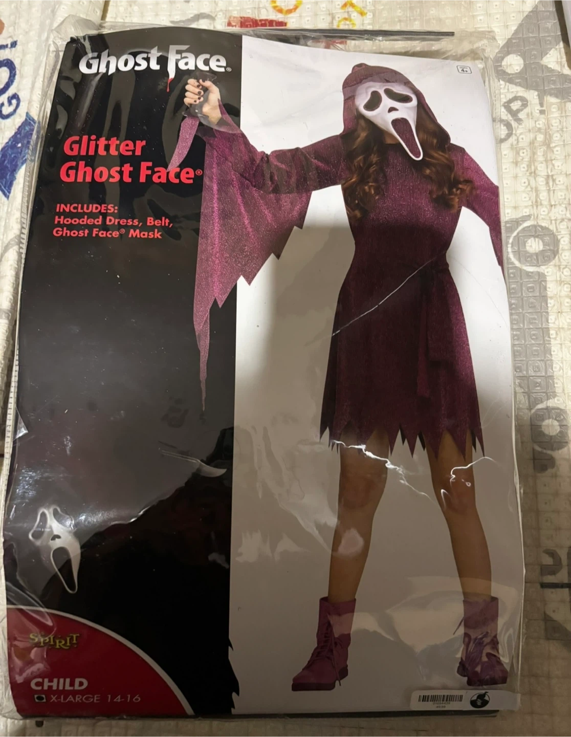 Ghost Face Glitter Child Costume XL 14-16