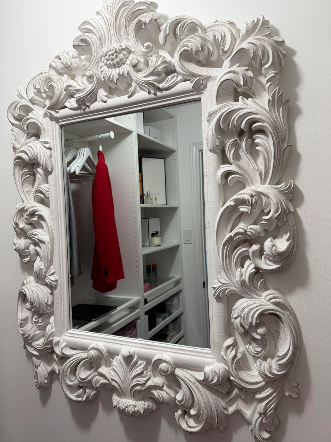 Ornate White Wall Mirror