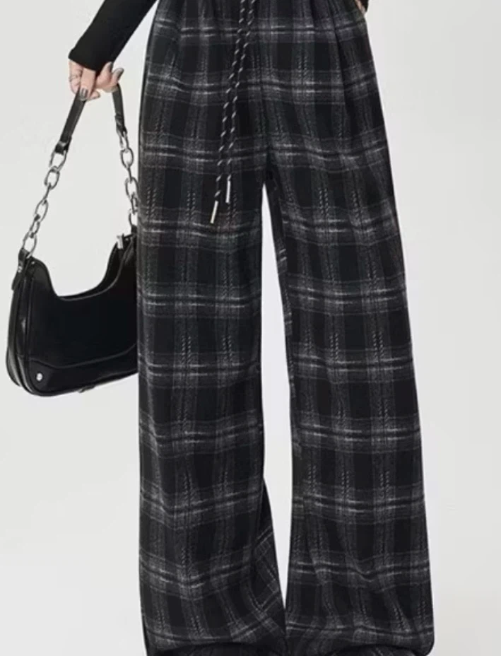 Plaid Wide Leg Pants