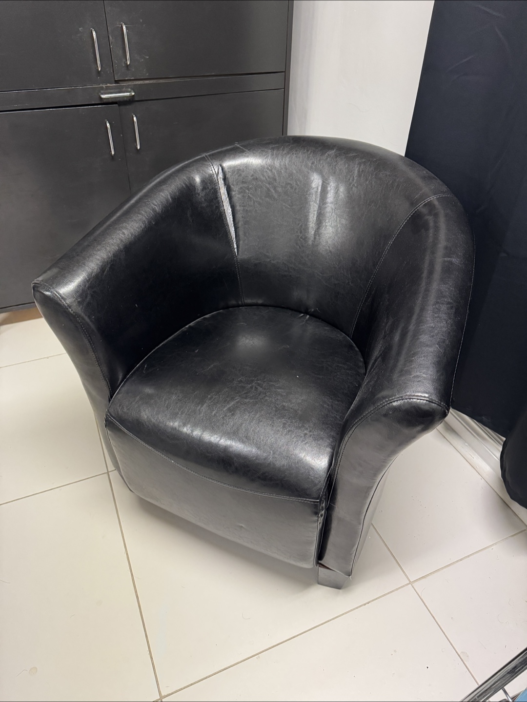Black Faux Leather Chair