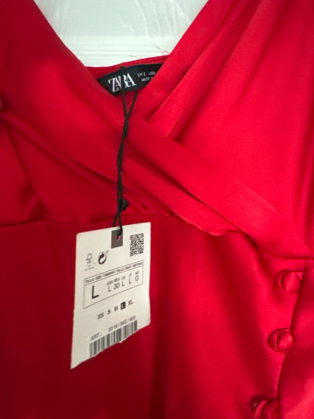 New Zara Red Satin Spaghetti Strap Dress - photo 2