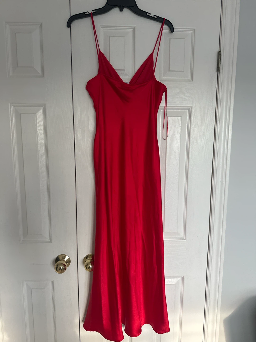 New Zara Red Satin Spaghetti Strap Dress - photo 4