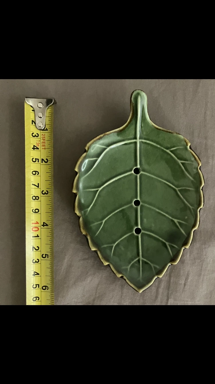 Small Green Leaf Ceramic Soap Dish 🍃💚🧼🫧🧽