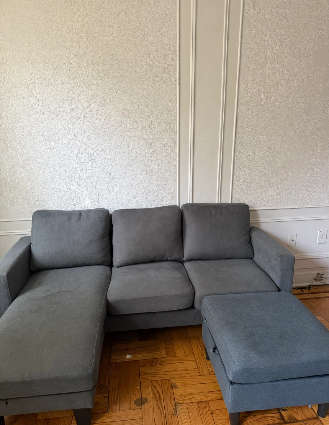 Gray Sectional Sofa with Ottoman