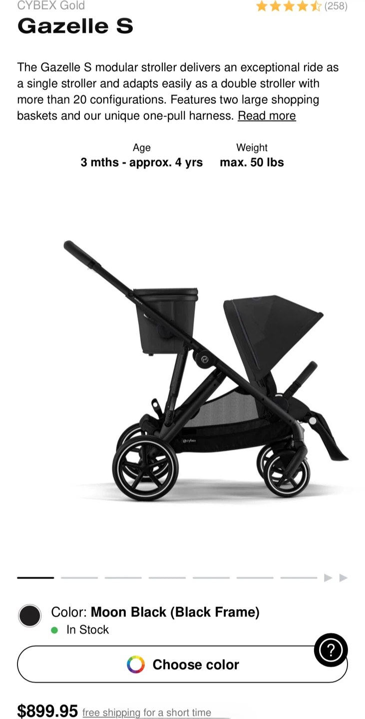 CYBEX Gazelle S Stroller - Moon Black - photo 2