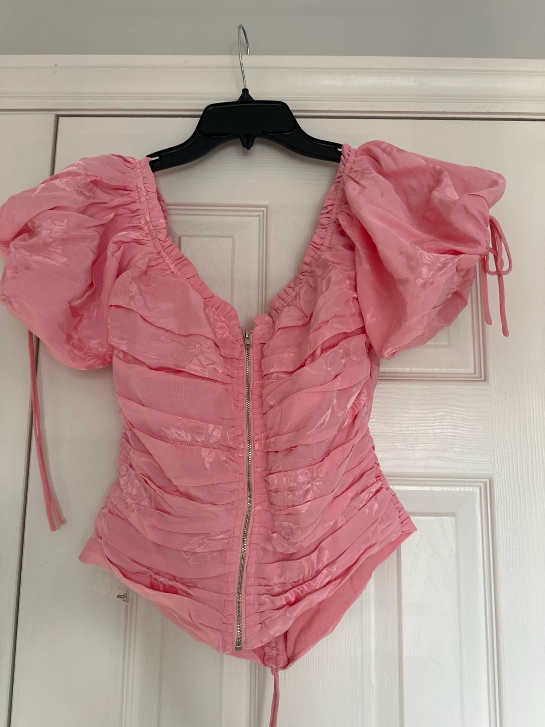 Pink Ruched Puff Sleeve Top - photo 4