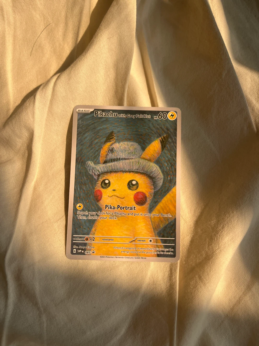Pikachu & Squirtle Grey Felt Hat - Fan-Made Collectible Card Set