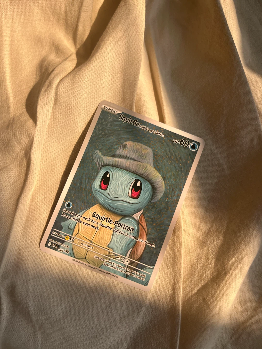 Pikachu & Squirtle Grey Felt Hat - Fan-Made Collectible Card Set - photo 2