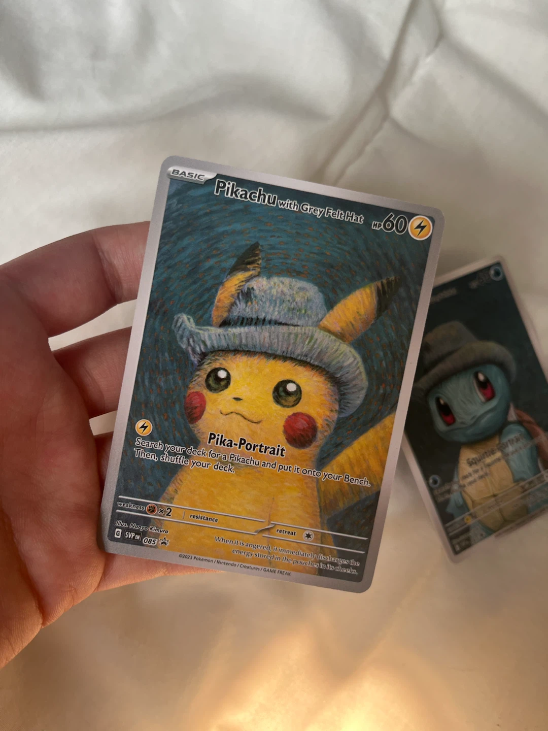 Pikachu & Squirtle Grey Felt Hat - Fan-Made Collectible Card Set - photo 5