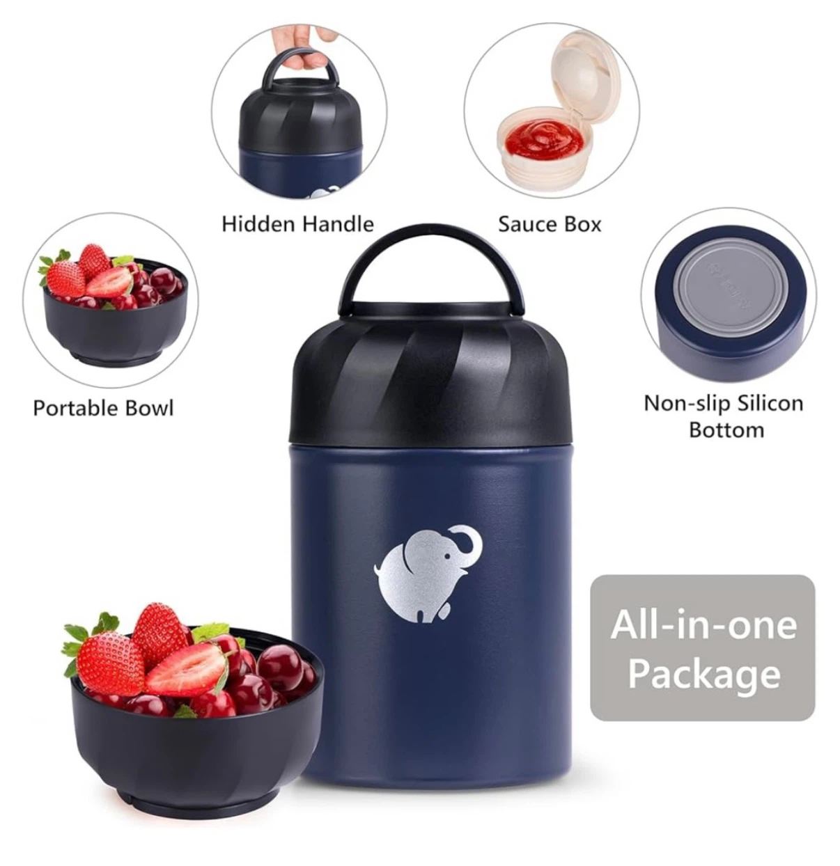 Food Thermos Jar - 17 OZ - Navy Blue - photo 3