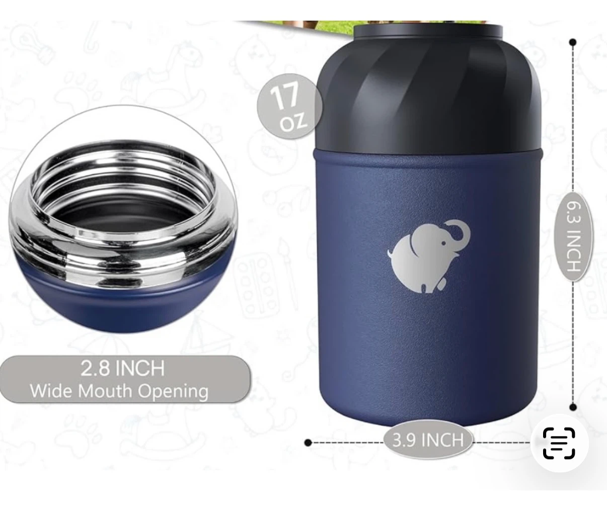 Food Thermos Jar - 17 OZ - Navy Blue - photo 4