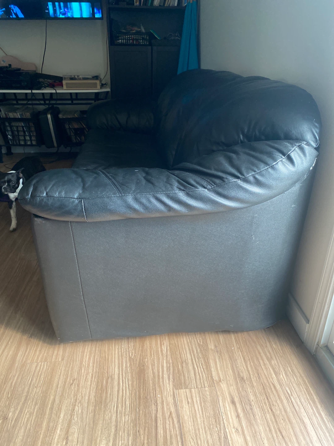Black Leather Couch - photo 2