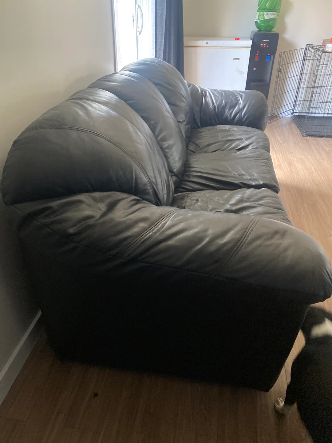 Black Leather Couch - photo 3