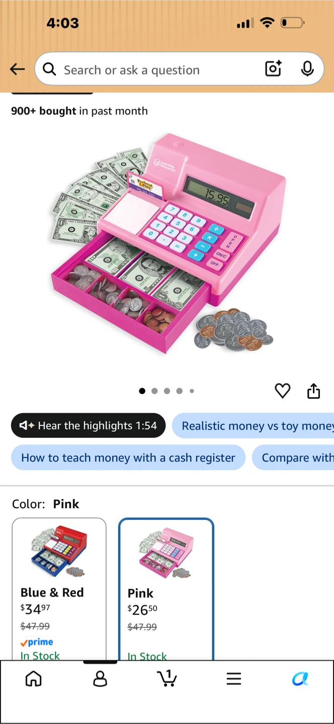 Each $20 Learning Resources Pretend Play Pink Cash Register - photo 2