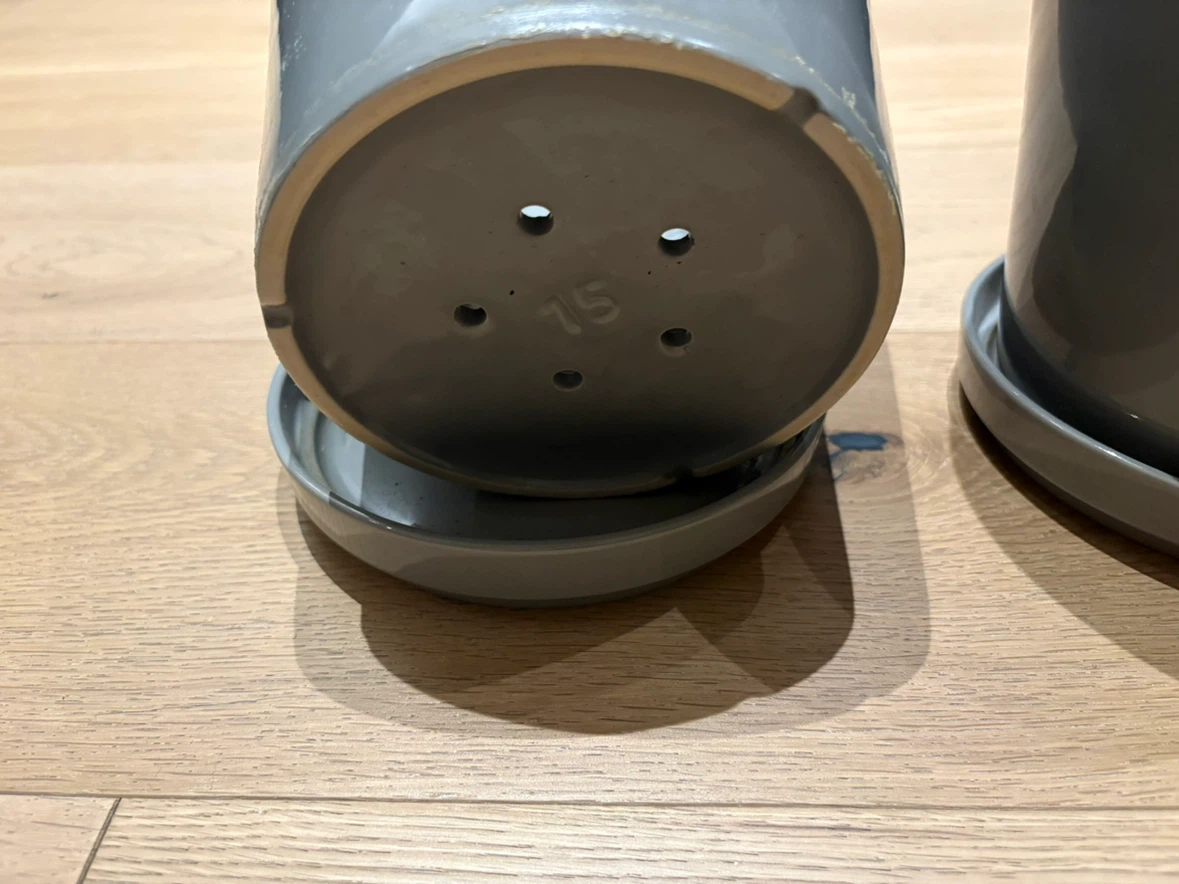 Grey Designer Ceramic Pot with Saucer - photo 3