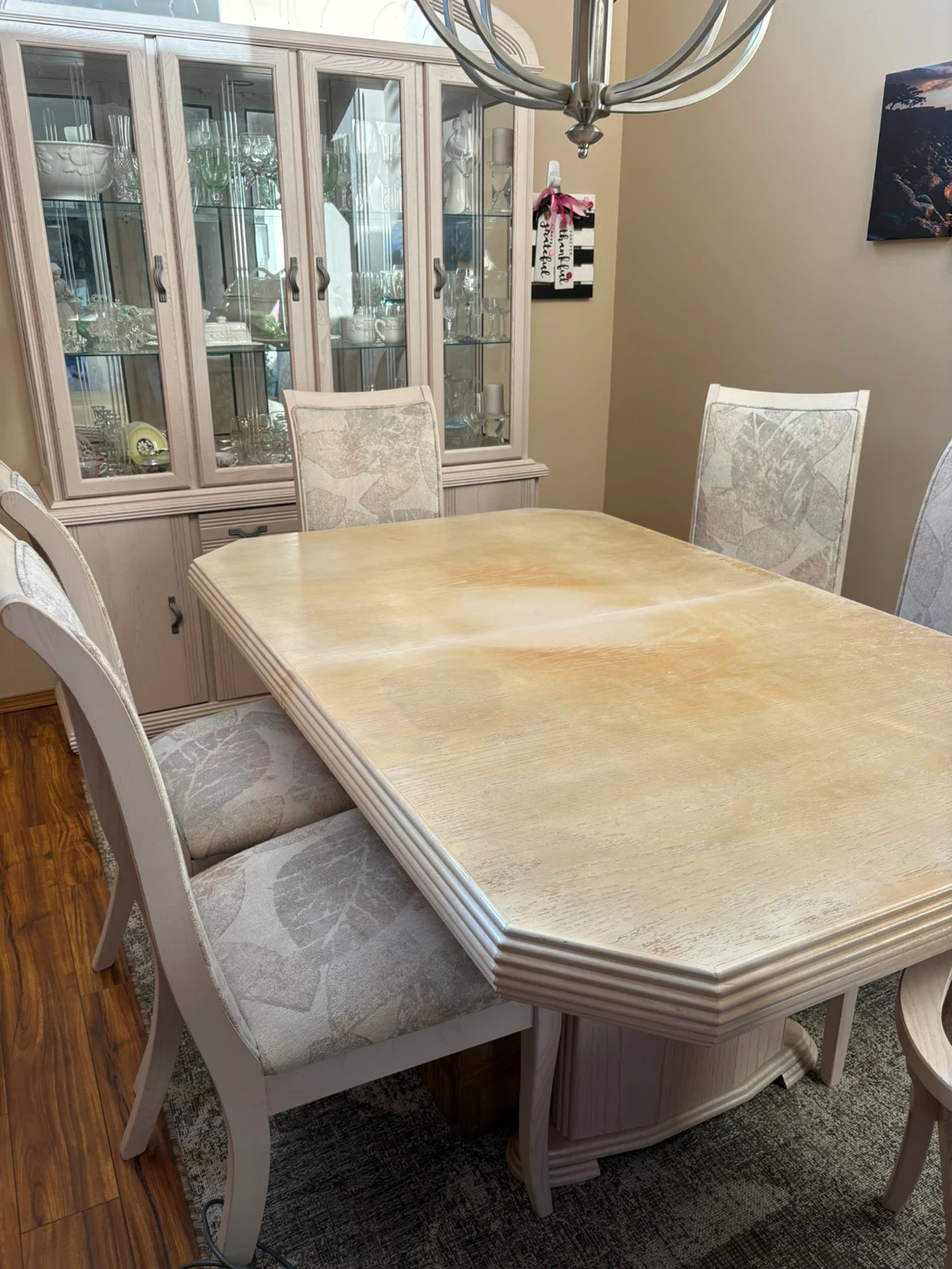 China Cabinet with Glass Doors and Diningroom Table and 6 chair - photo 4