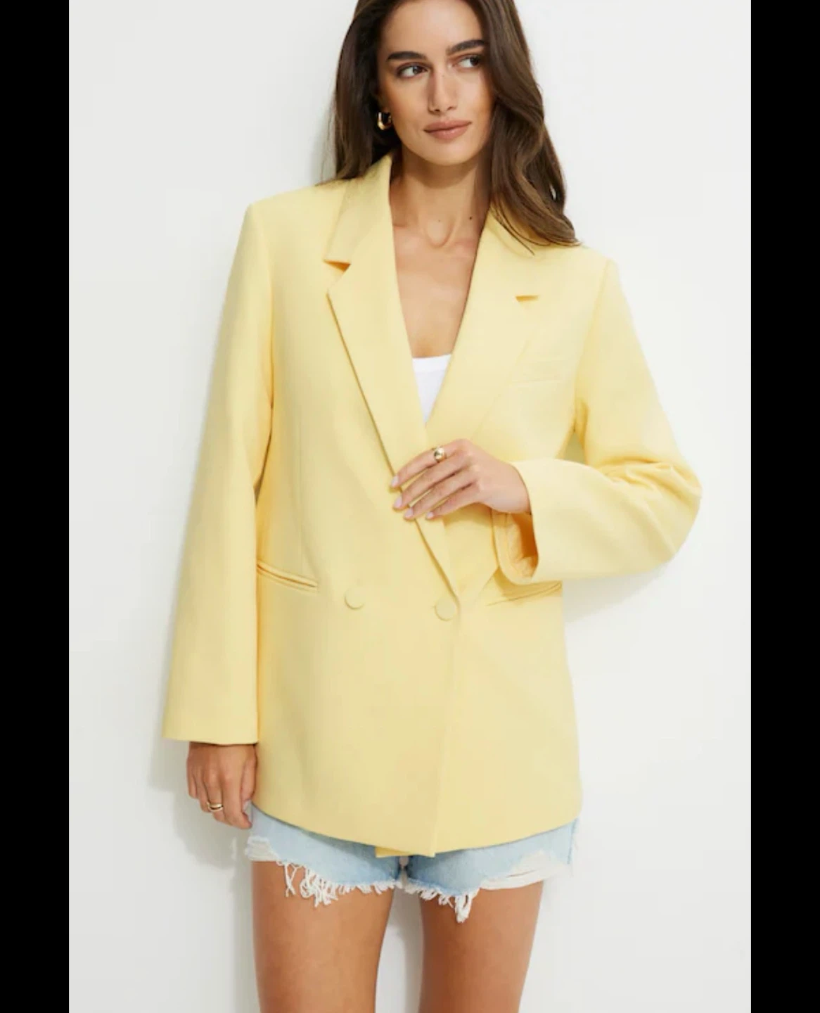 DYNAMITE Double Breasted Blazer - Yellow - P/M-S/M