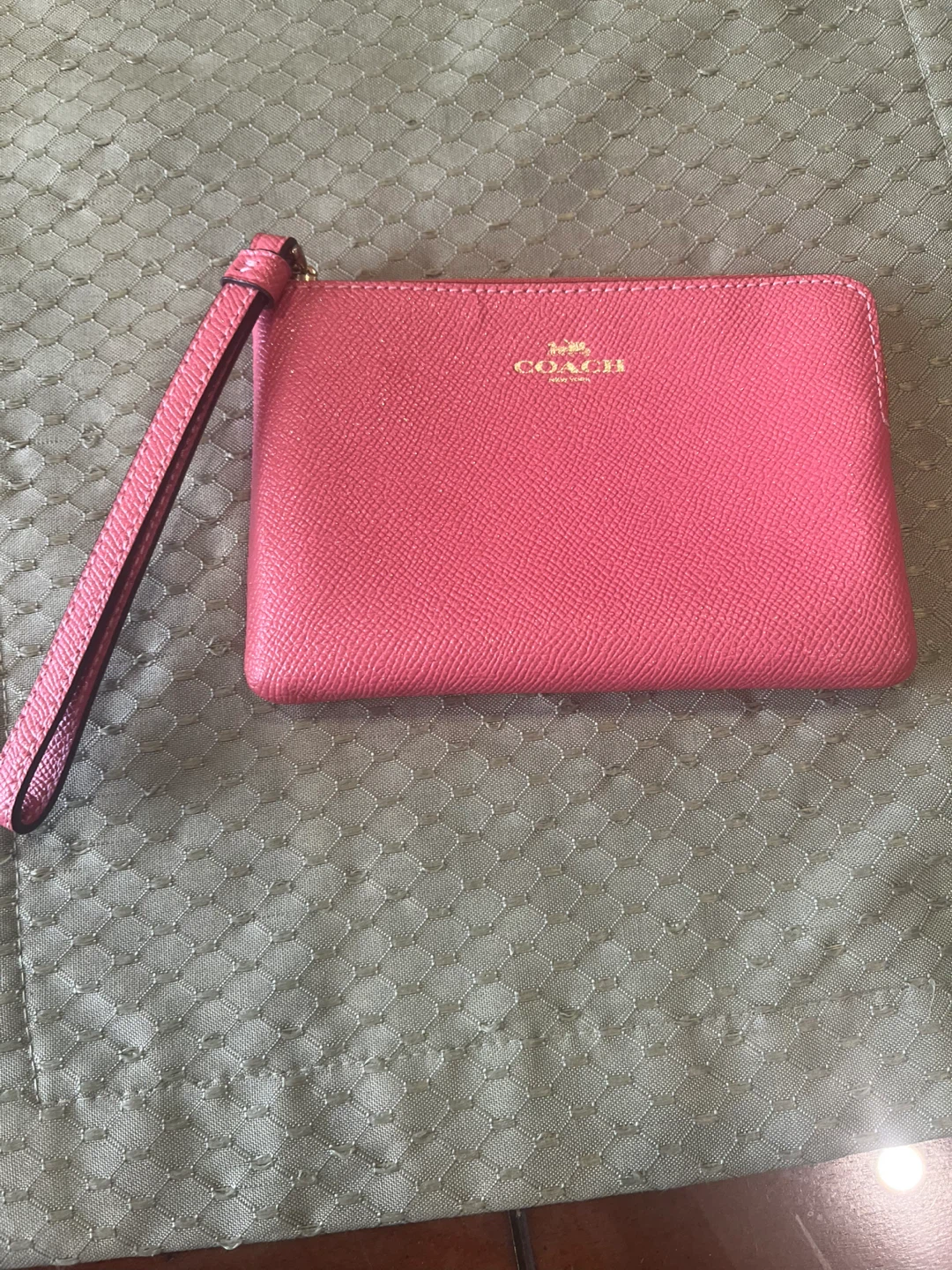 Authentic Coach Pink Leather Wristlet Pouch