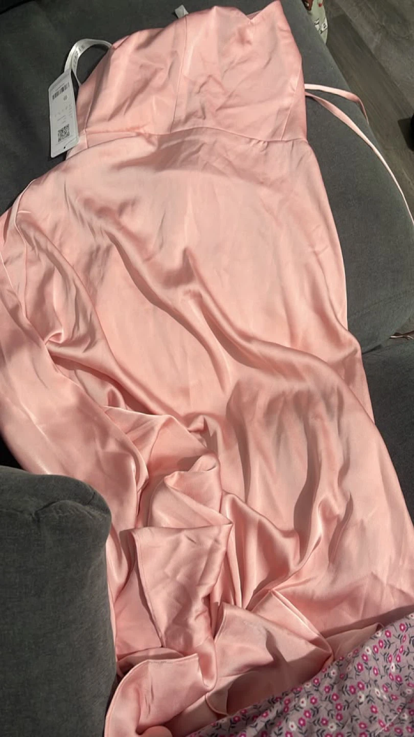 Azazie Pink Satin Maxi Dress - photo 2