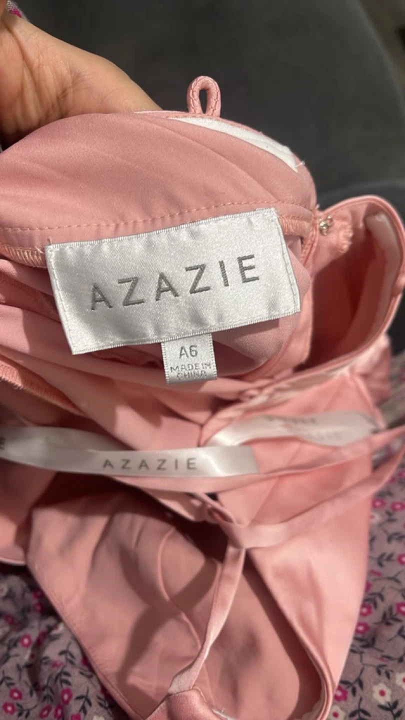 Azazie Pink Satin Maxi Dress - photo 4