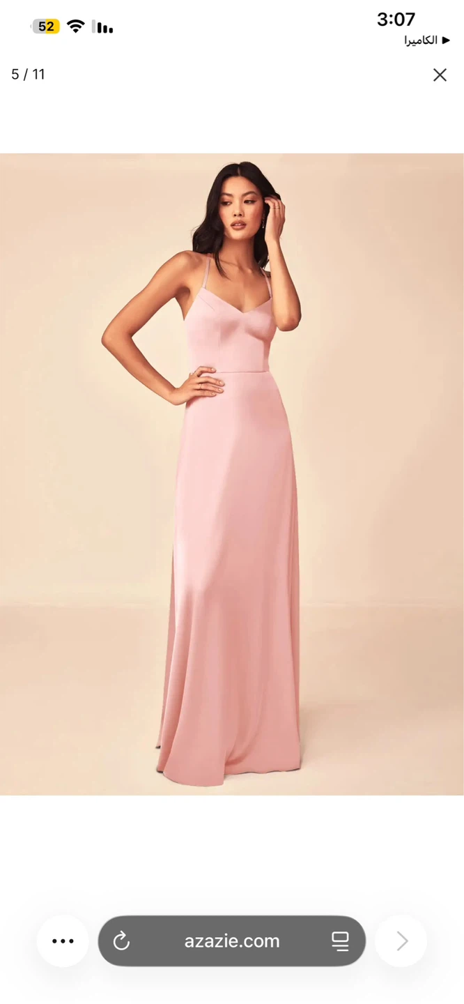 Azazie Pink Satin Maxi Dress - photo 5