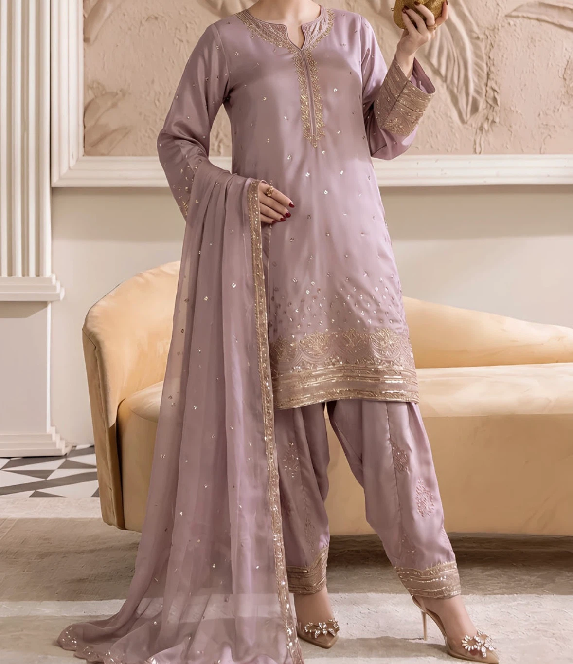 Women's Embellished Lawn Suit