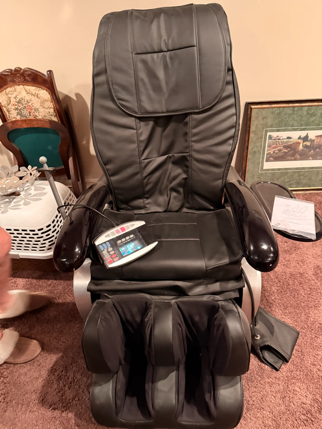 Black Massage Chair with Foot Rest