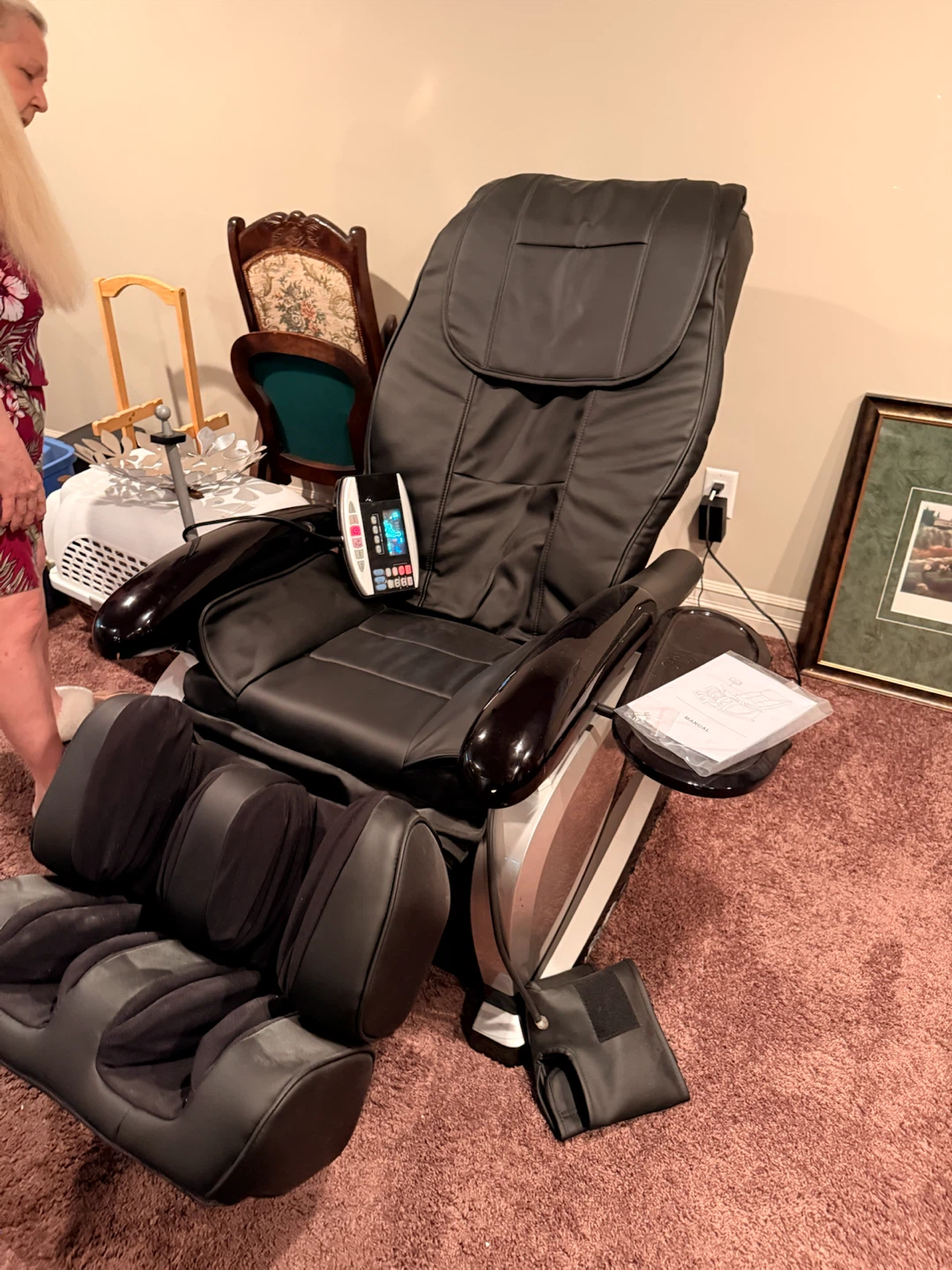 Black Massage Chair with Foot Rest - photo 2