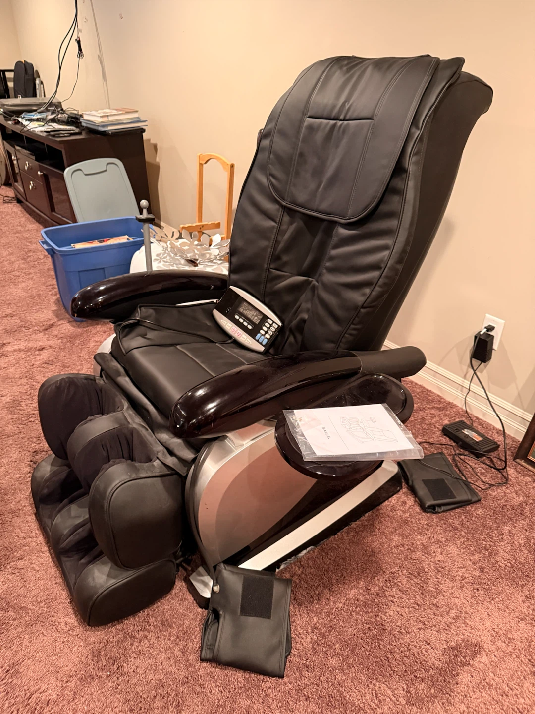 Black Massage Chair with Foot Rest - photo 5