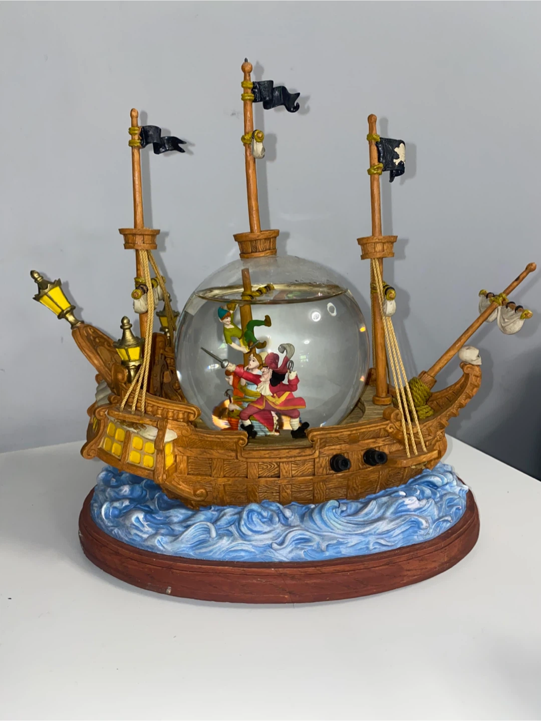 Disney Peter Pan Ship Snow Globe 2001