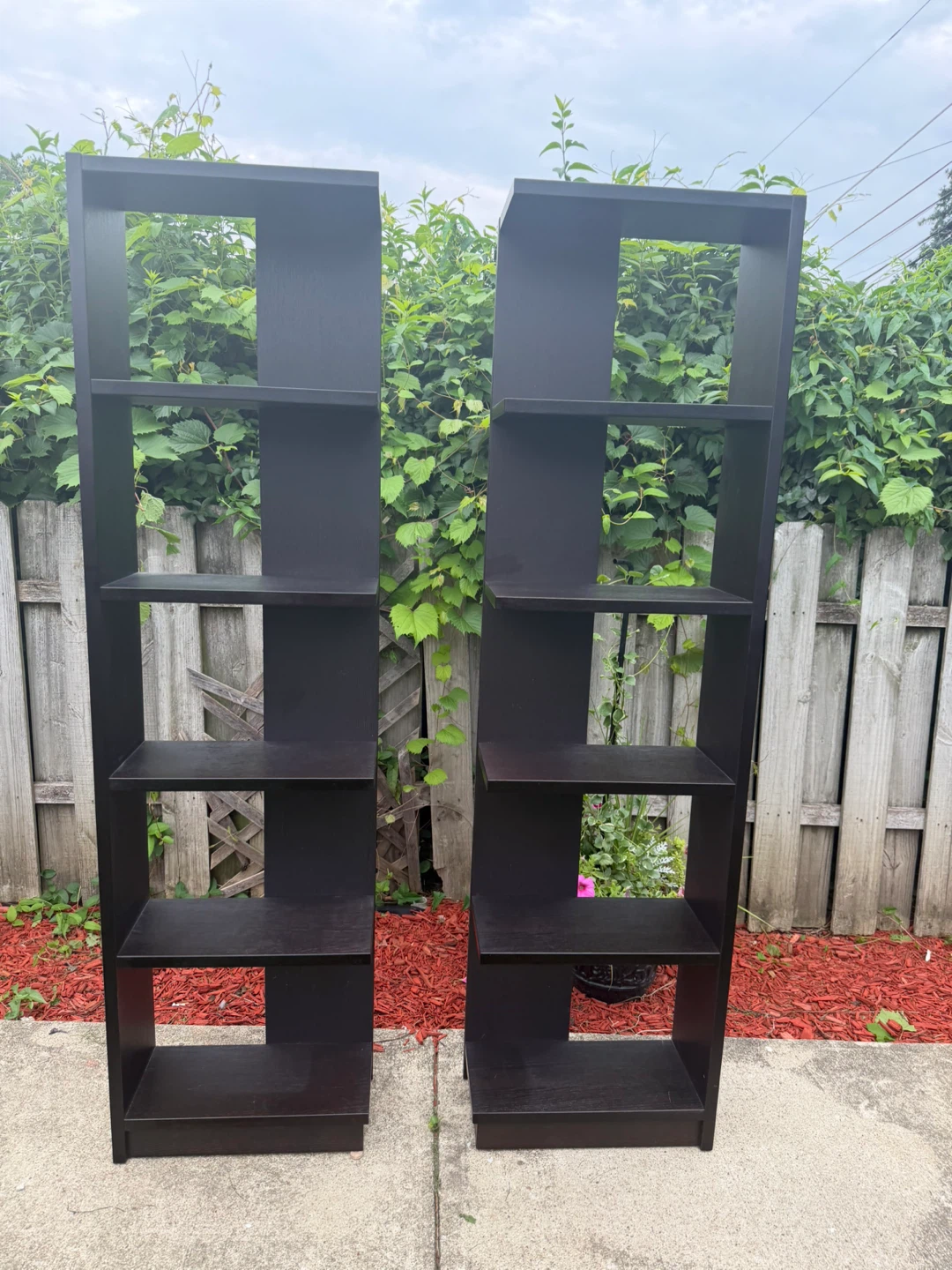 Set of 2 Tall Black Bookshelves