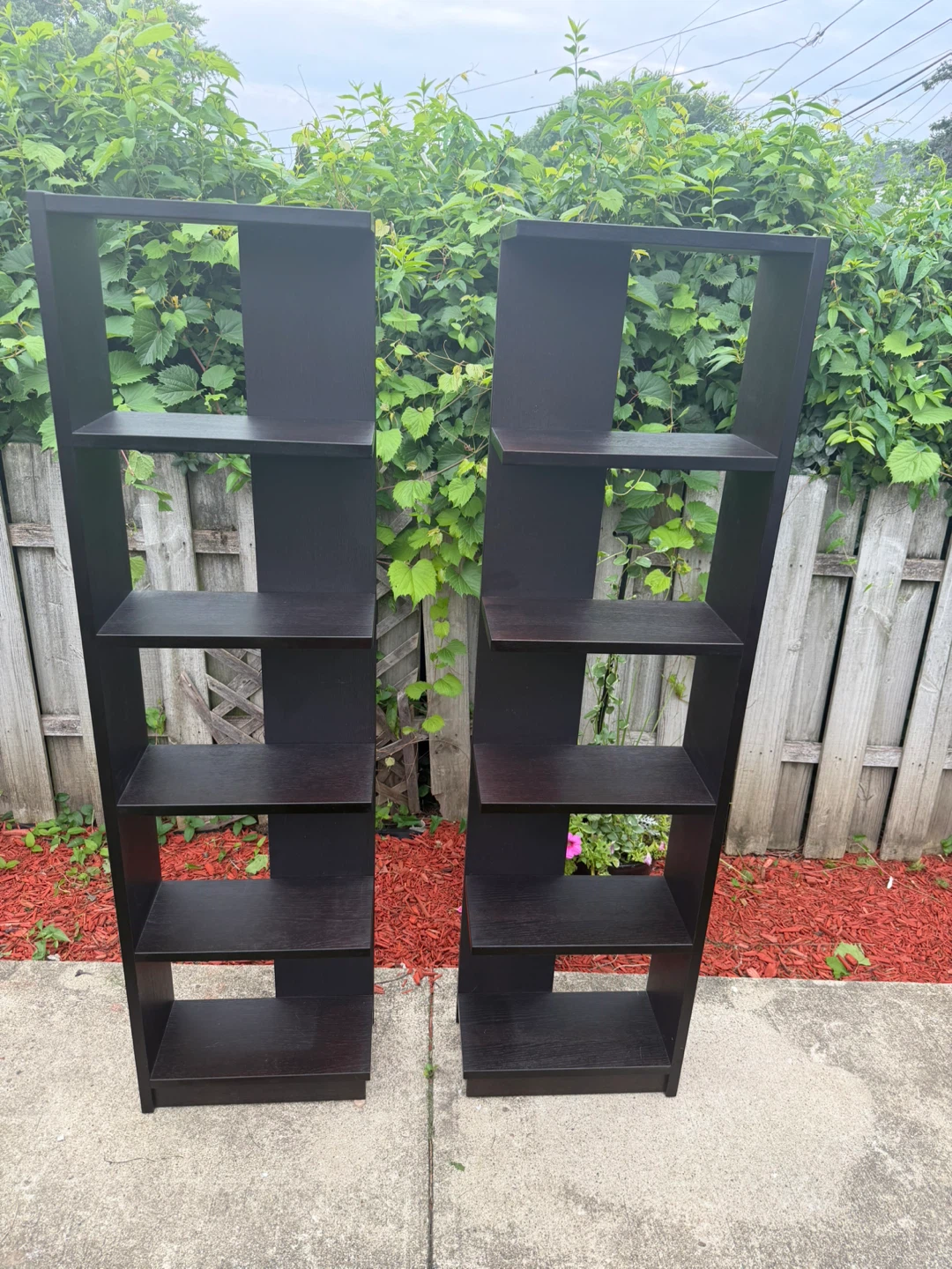 Set of 2 Tall Black Bookshelves - photo 2