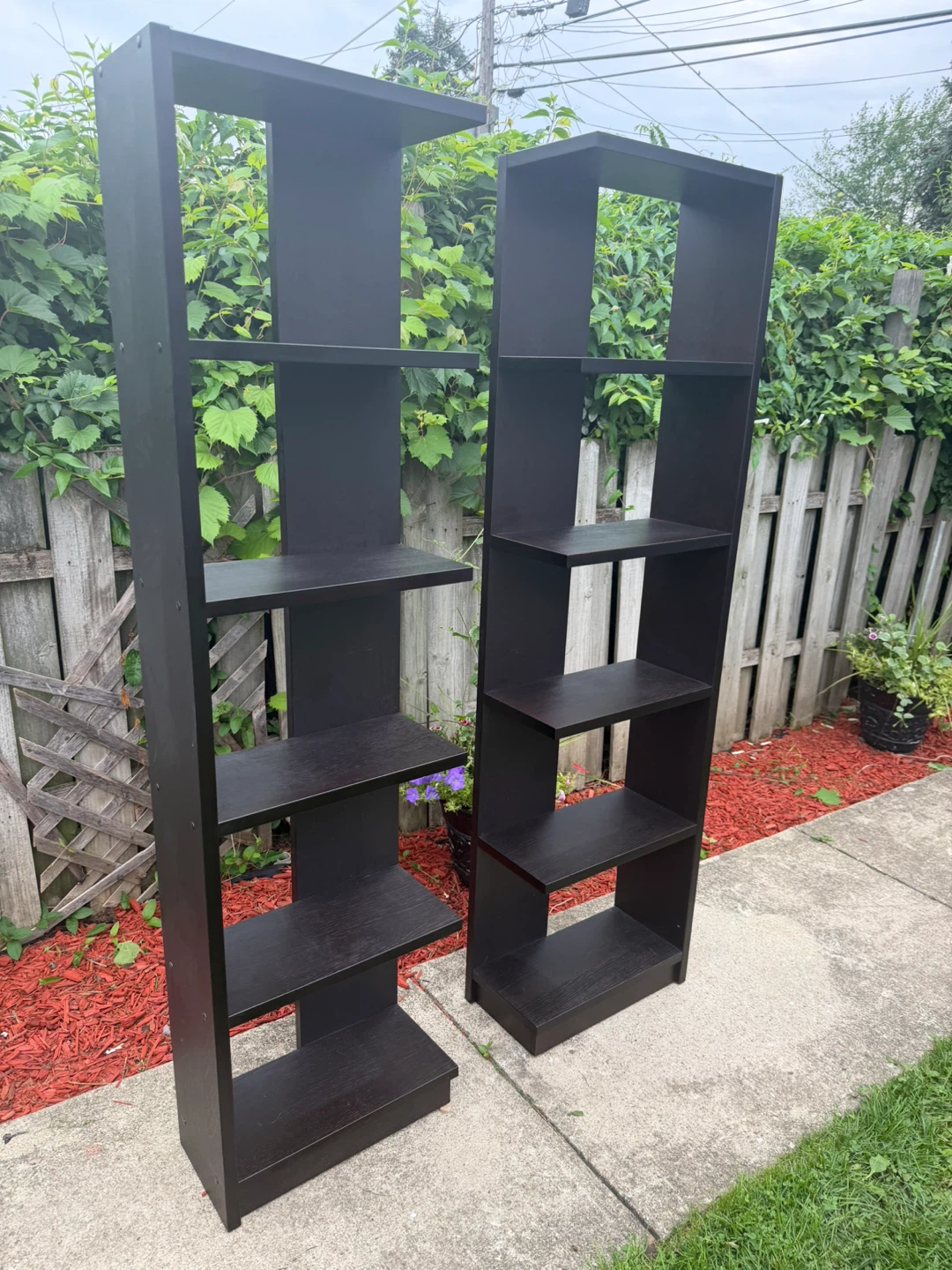 Set of 2 Tall Black Bookshelves - photo 4