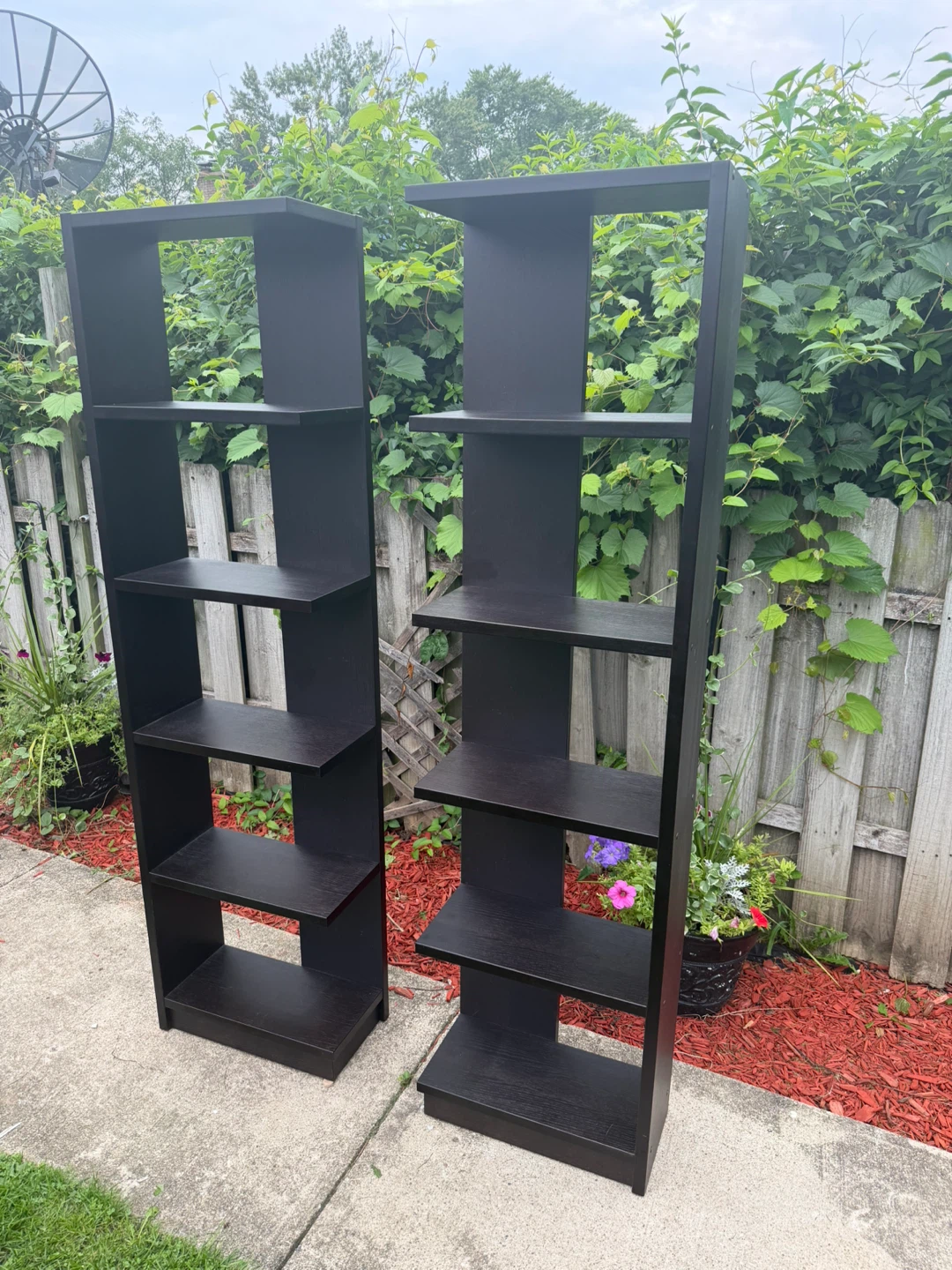 Set of 2 Tall Black Bookshelves - photo 5