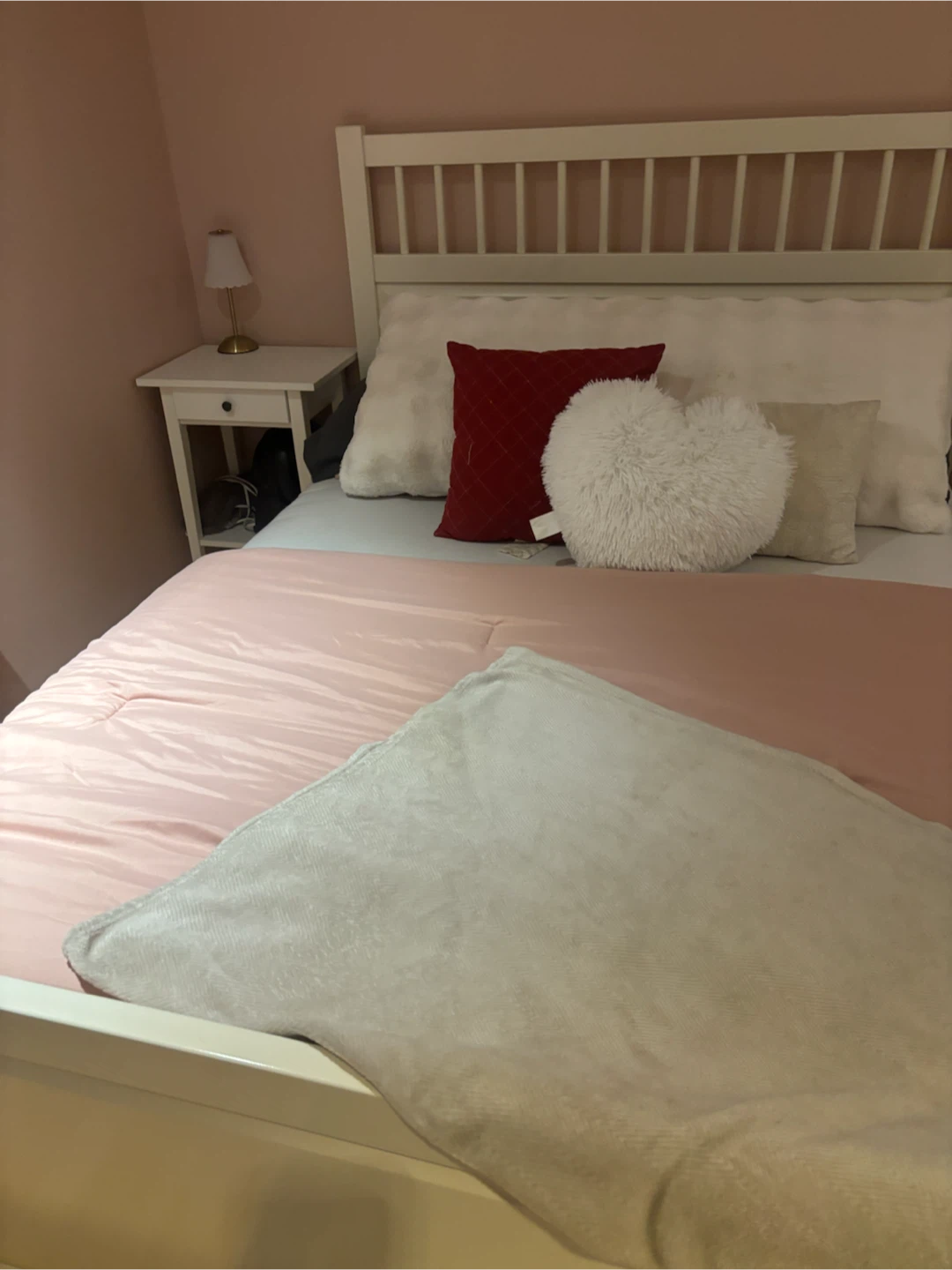 White Spindle Headboard Bed Frame