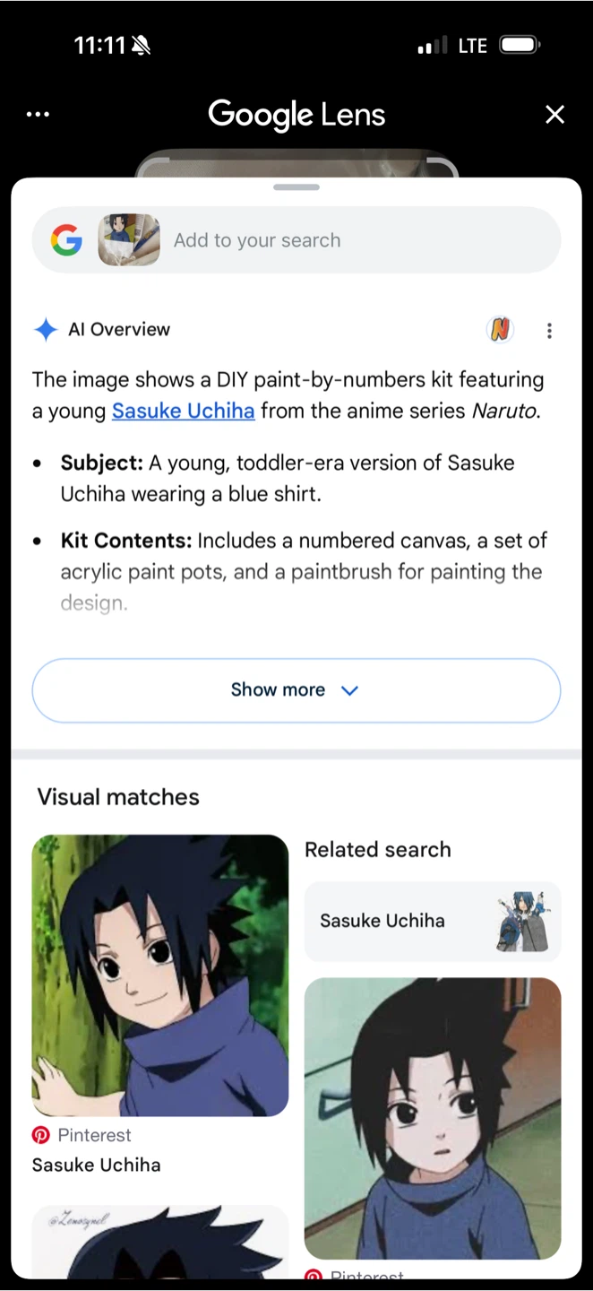 Sasuke Uchiha Paint by Numbers Kit - photo 5