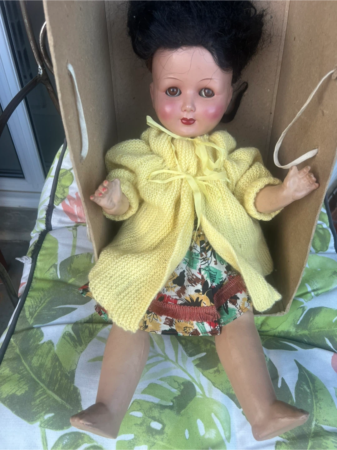 Vintage Doll with Yellow Cardigan