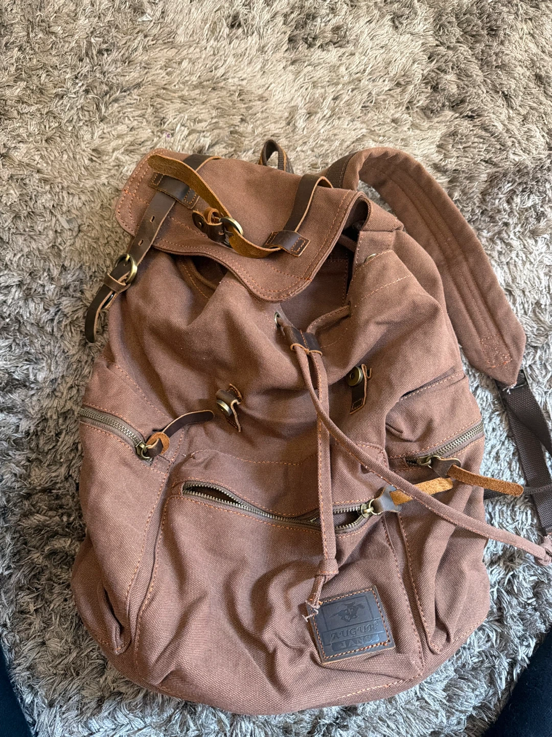 Brown Canvas Backpack
