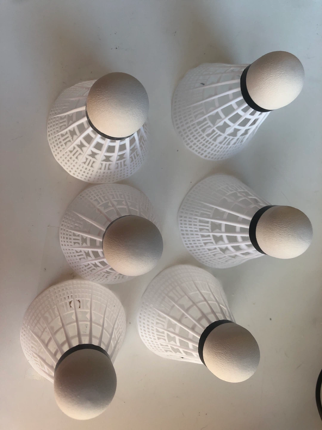 Set of 6 White Badminton Shuttlecocks