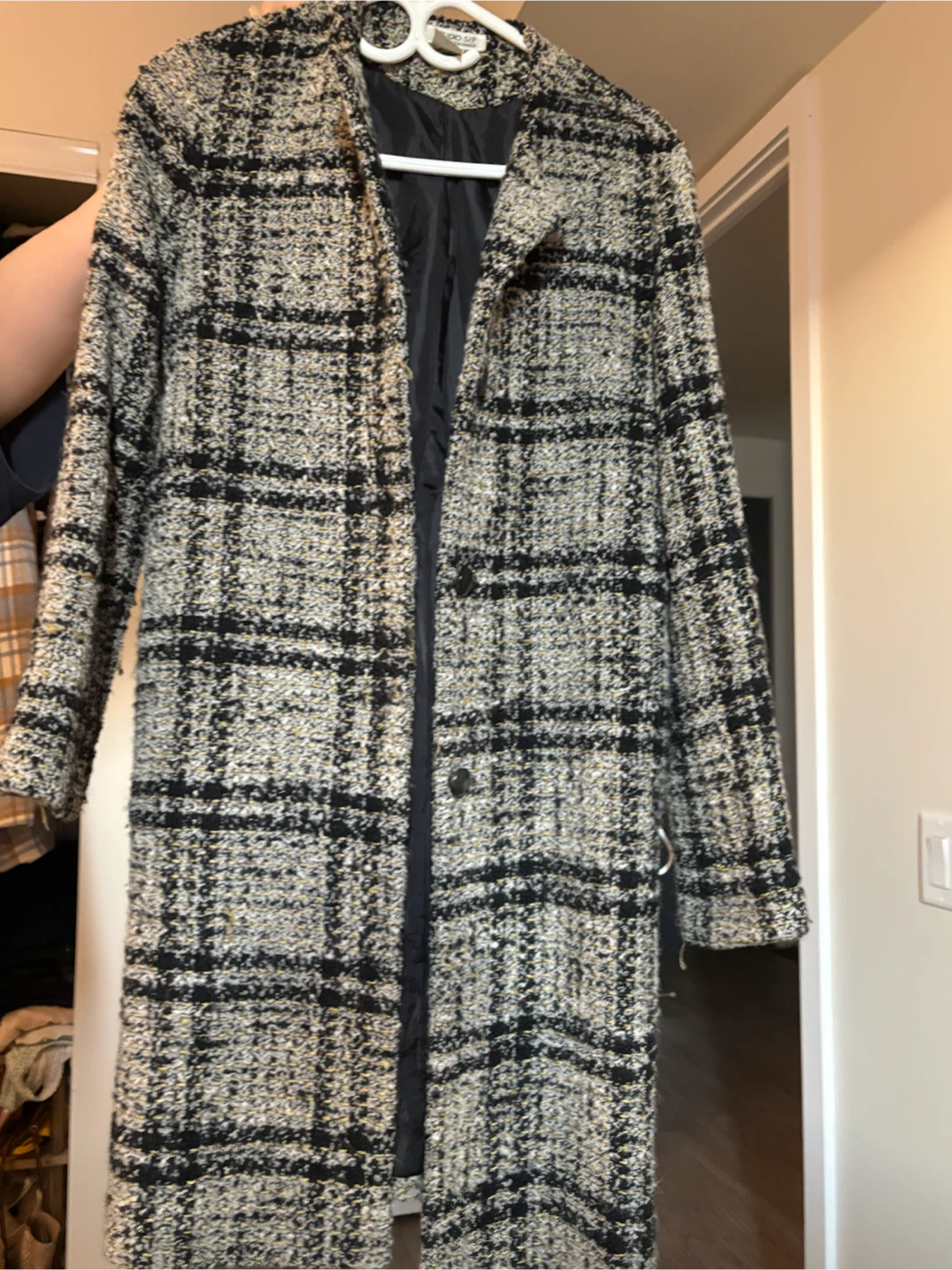 Women's Plaid Tweed Coat - photo 4