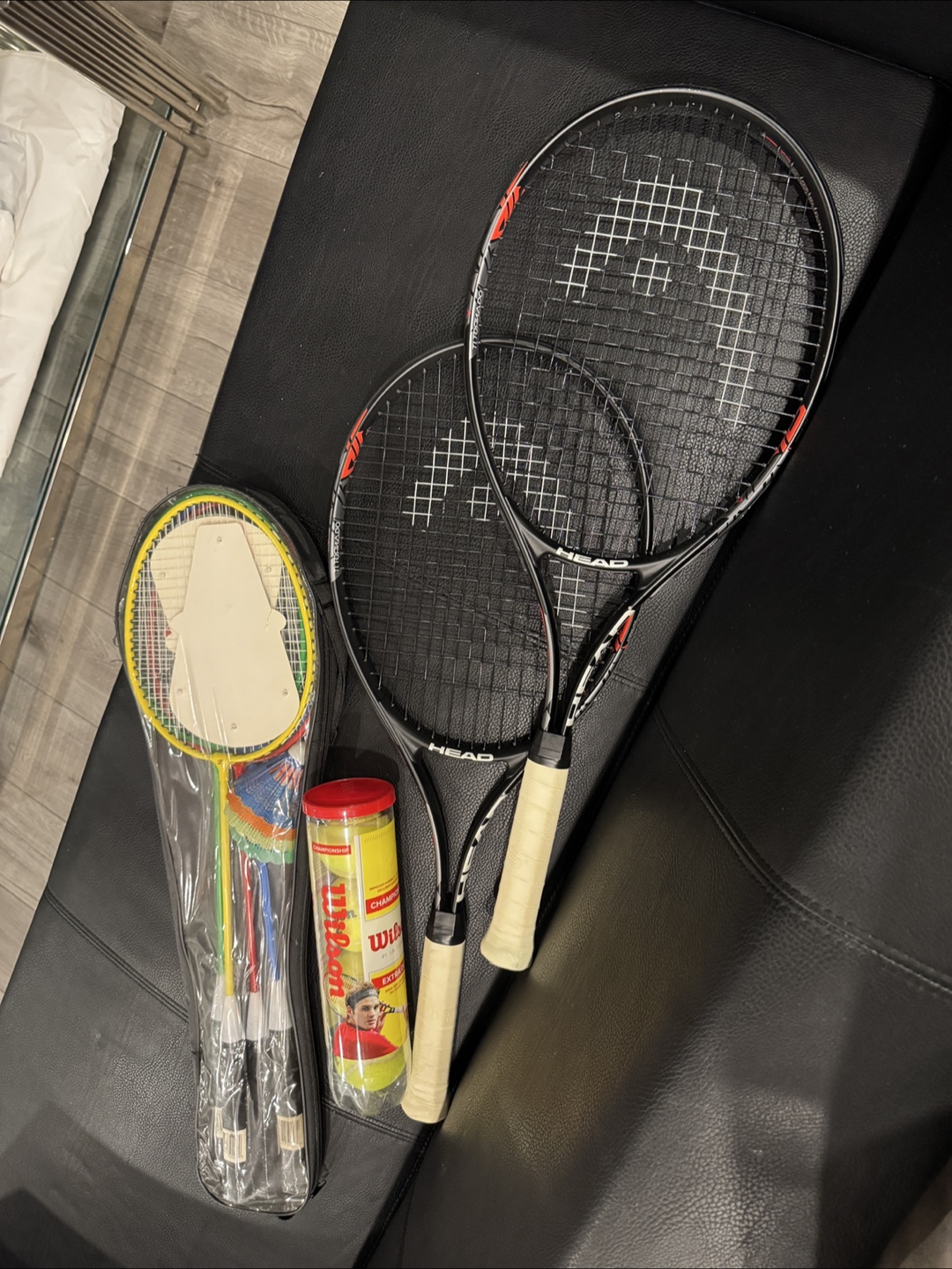 Tennis Racquets with Tennis balls and Badminton Set