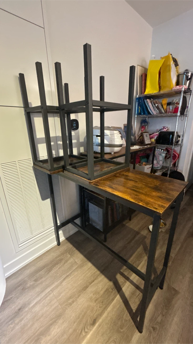 Rustic Brown + Black Bar Table Set with 2 Stools - photo 2
